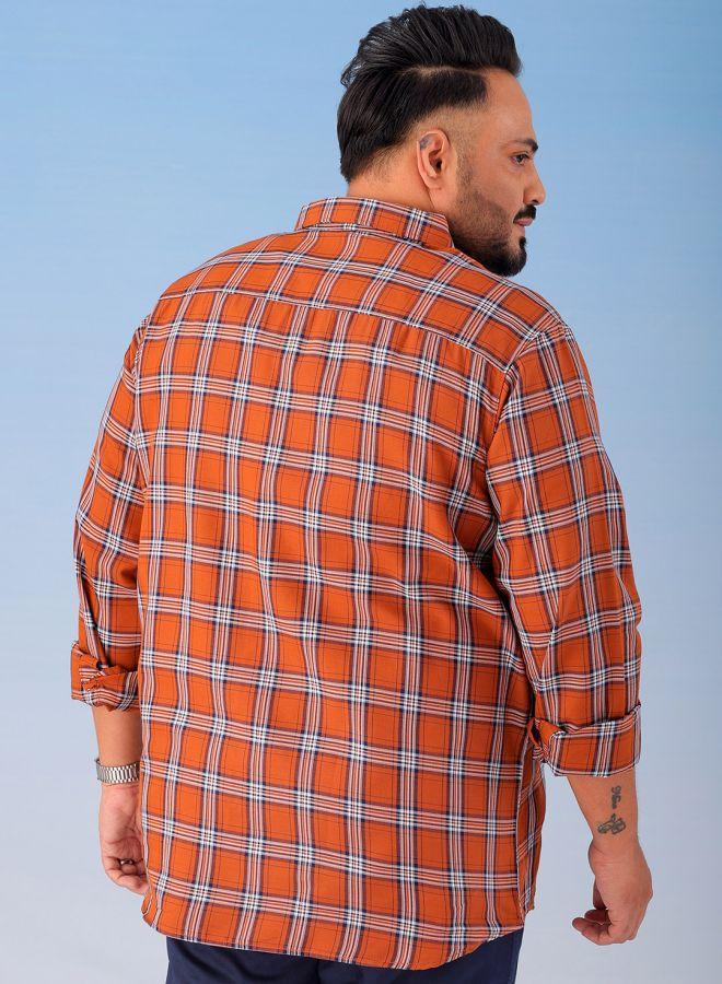 HARDSODA Men Plus Size Regular Fit Checkered Cutaway Collar Full Sleeves Casual Shirt - Image 2