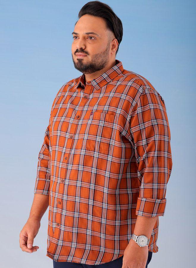 HARDSODA Men Plus Size Regular Fit Checkered Cutaway Collar Full Sleeves Casual Shirt - Image 4