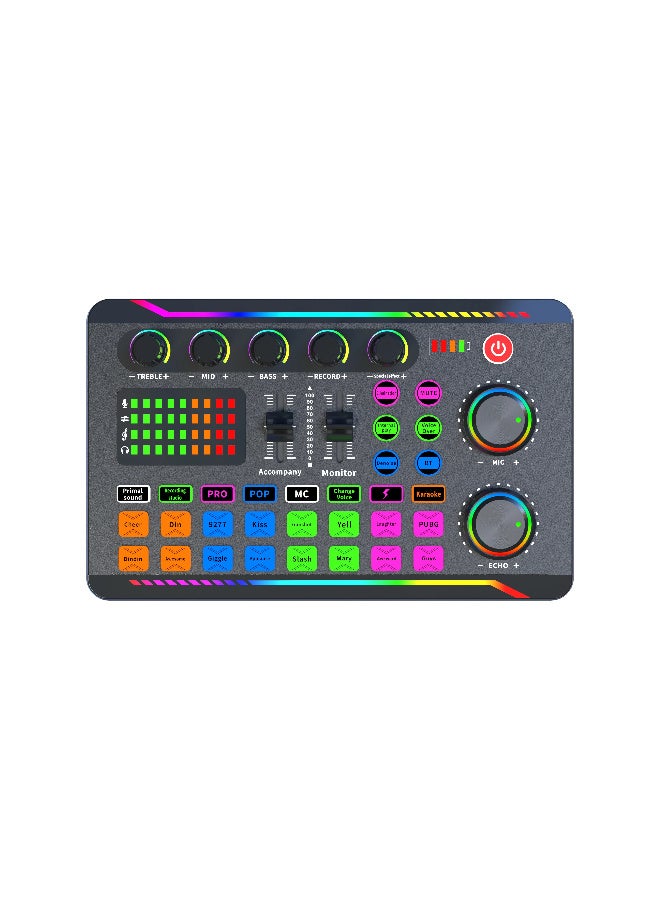 ZFSZ F998 Max Professional Live Sound Card with RGB Light, Intelligent Noise Reduction, Voice Changer & Multiple Sound Effects, Audio Mixer for Streaming, Podcasting, YouTube & Gaming - Image 1