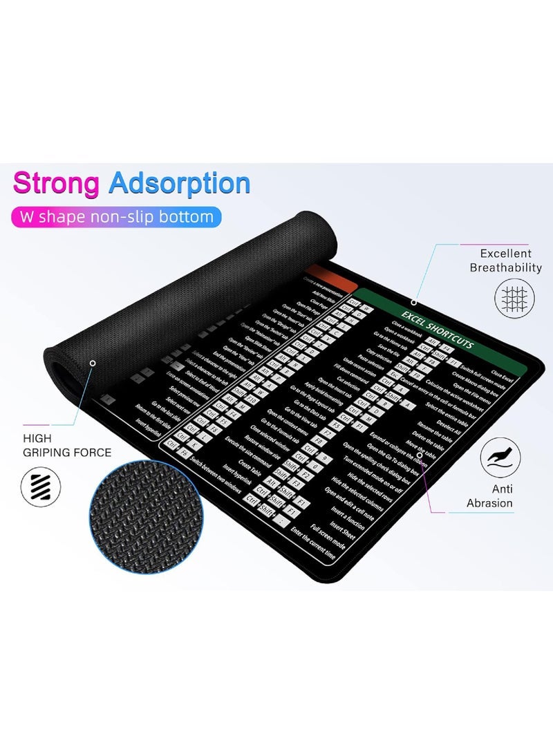 Captaintech Office Mouse Pad (800x300x3mm) – Extended Desk Mat with Shortcut Keys for Word/Excel/PPT, Stitched Edges - Image 3