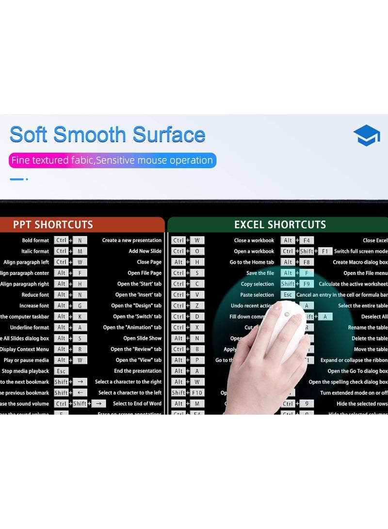 Captaintech Office Mouse Pad (800x300x3mm) – Extended Desk Mat with Shortcut Keys for Word/Excel/PPT, Stitched Edges - Image 5