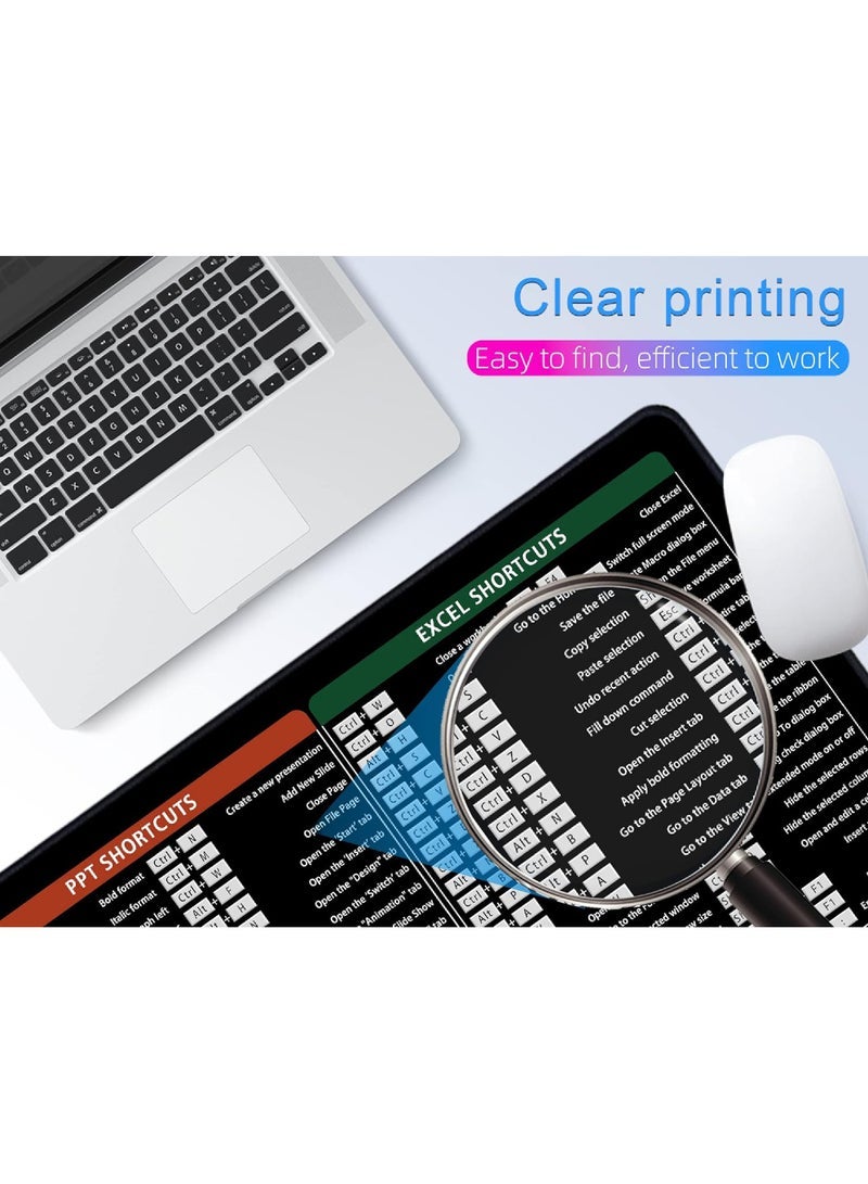 Captaintech Office Mouse Pad (800x300x3mm) – Extended Desk Mat with Shortcut Keys for Word/Excel/PPT, Stitched Edges - Image 4