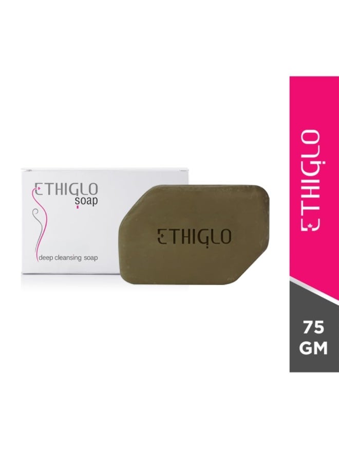 Ethiglo Deep Cleansing Soap for All Skin Types | Helps Reduce Acne Scars, Dullness, Tanning & Pigmentation | Leaves Skin Soft & Smooth | Pack of 2 (75g) - Image 2