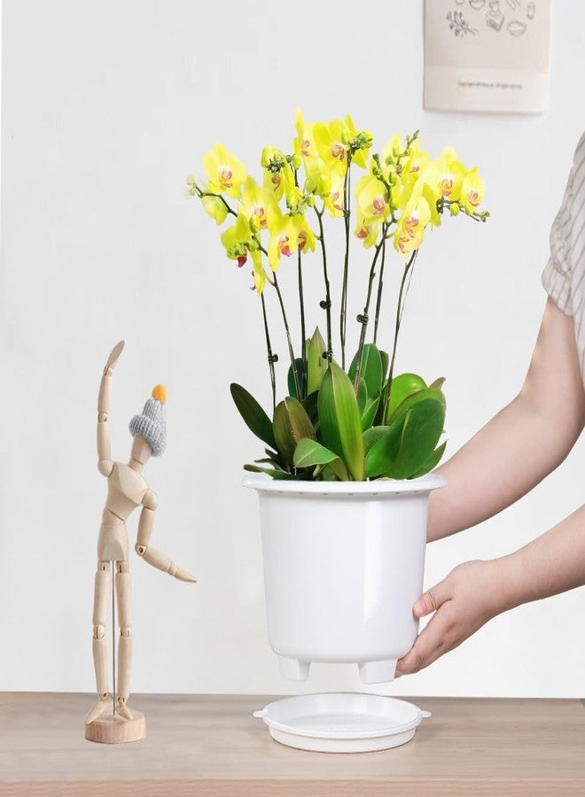 Meshpot 8 Inch Plastic Orchid Pots with Holes,Decorative Planter Pots for Indoor Outdoor Flower Plants,Herbs,Snake Plants and Succulents - Image 3
