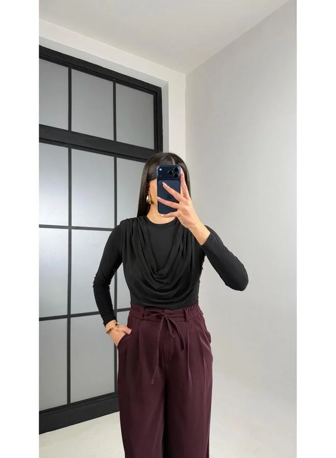 Gaus Mürdüm Waist Elastic-Belted Imported Fabric Pants GAUS-00869.