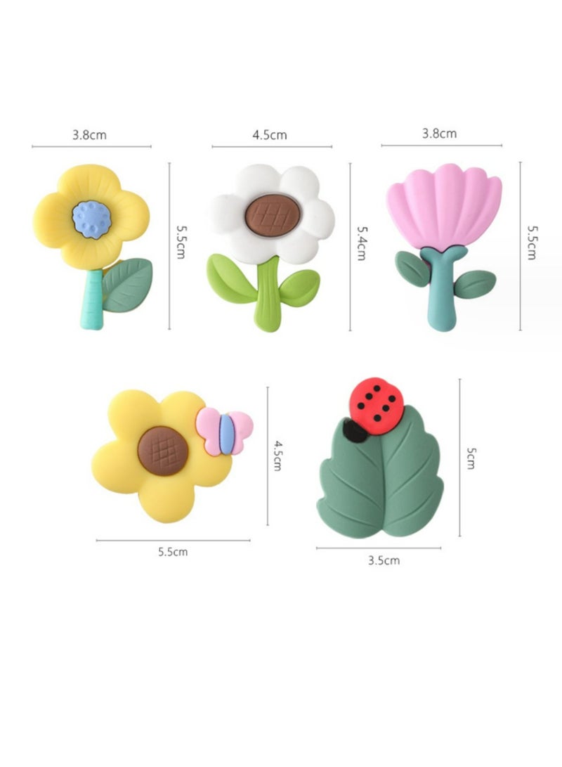 Cute Flower Fridge Magnets Set, Whiteboard Magnets, Fridge Stickers Magnet for Kitchen Cabinet Refrigerator Office, 5-Pack - Image 2