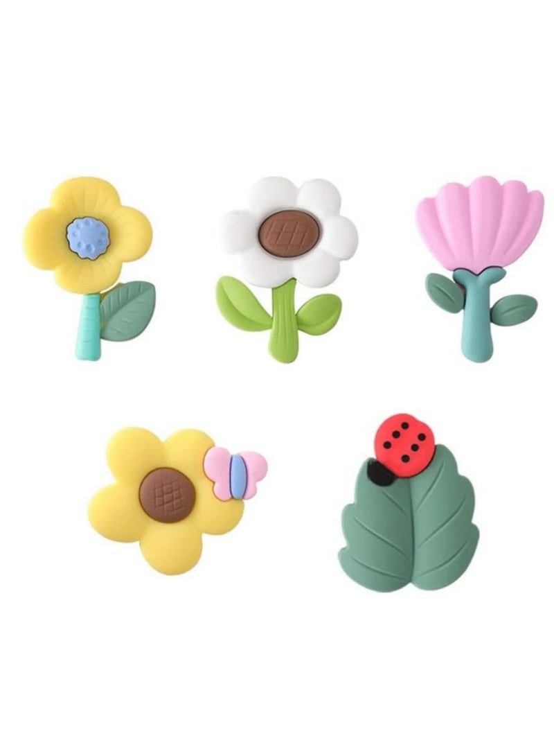 Cute Flower Fridge Magnets Set, Whiteboard Magnets, Fridge Stickers Magnet for Kitchen Cabinet Refrigerator Office, 5-Pack - Image 1