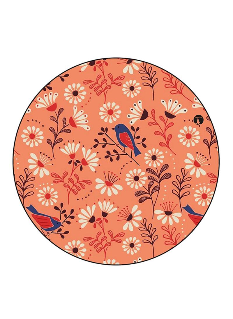 RKN Flowers Printed Mouse Pad  Round  Multicolour