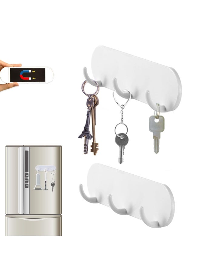 【2PCS Fridge Magnet Hooks】Strong Magnetic Hooks Kitchen Iron Door Multi-Function Hangers | ABS Material Magnetic Adsorption Flexible Movement | Extended Curved Hook Secure Placement | 5.5cm Spacing Multi-Purpose Storage | No Drill Installation Easy Access | Apron Towel Hanging - Image 1