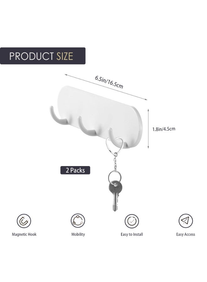 【2PCS Fridge Magnet Hooks】Strong Magnetic Hooks Kitchen Iron Door Multi-Function Hangers | ABS Material Magnetic Adsorption Flexible Movement | Extended Curved Hook Secure Placement | 5.5cm Spacing Multi-Purpose Storage | No Drill Installation Easy Access | Apron Towel Hanging - Image 2