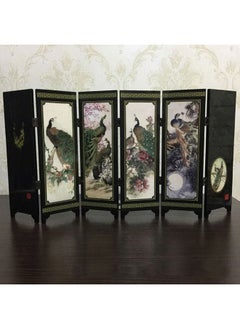 Y&D Chinese Style Retro Wooden 6-Piece Set Of Peacock Multi-Color Tabletop Ornaments Folding Screen 48x24x0.6cm  - Image 2