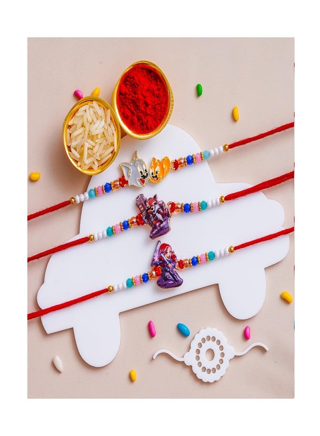 Pride Store Stylish Cartoon Character Kids Rakhi Set with Tilak Pack and Greeting Card for Brother, Sister, Baby Boy, Baby Girl, Chhota Bhai (Kids Rakhi Set - O) - Image 3