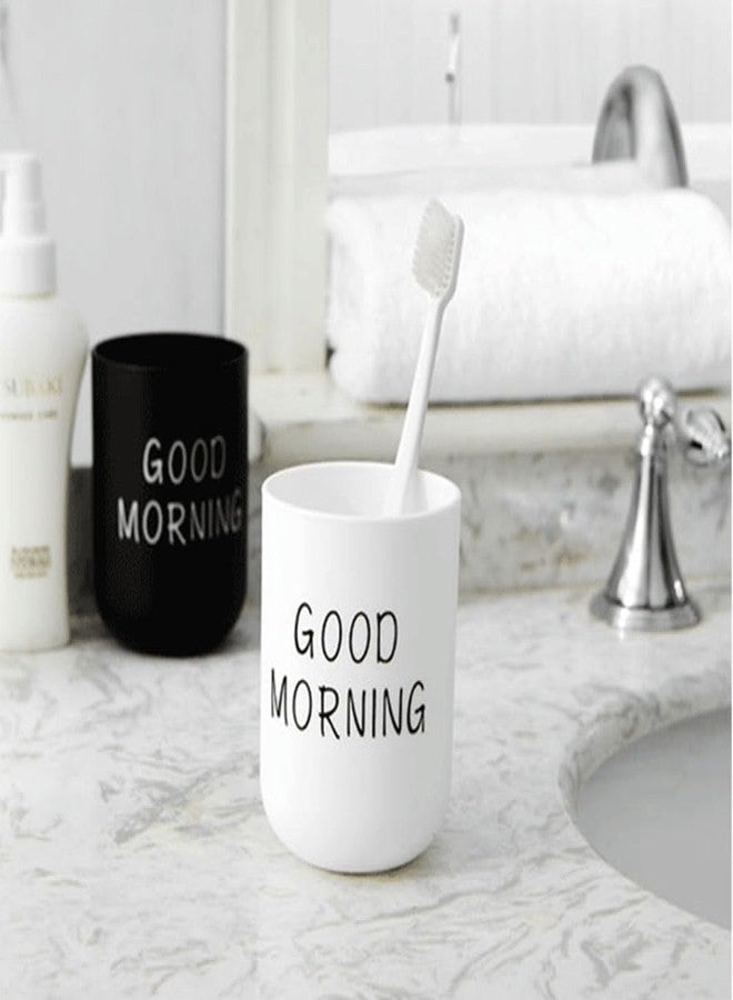 RabyLeo Simple wash Cup Home Cup Bathroom Brush Teeth Gargle Printing Frosted Texture Water Cup Home use (Black & White) - Image 3
