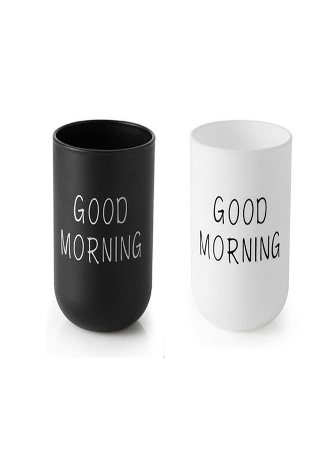 RabyLeo Simple wash Cup Home Cup Bathroom Brush Teeth Gargle Printing Frosted Texture Water Cup Home use (Black & White) - Image 1