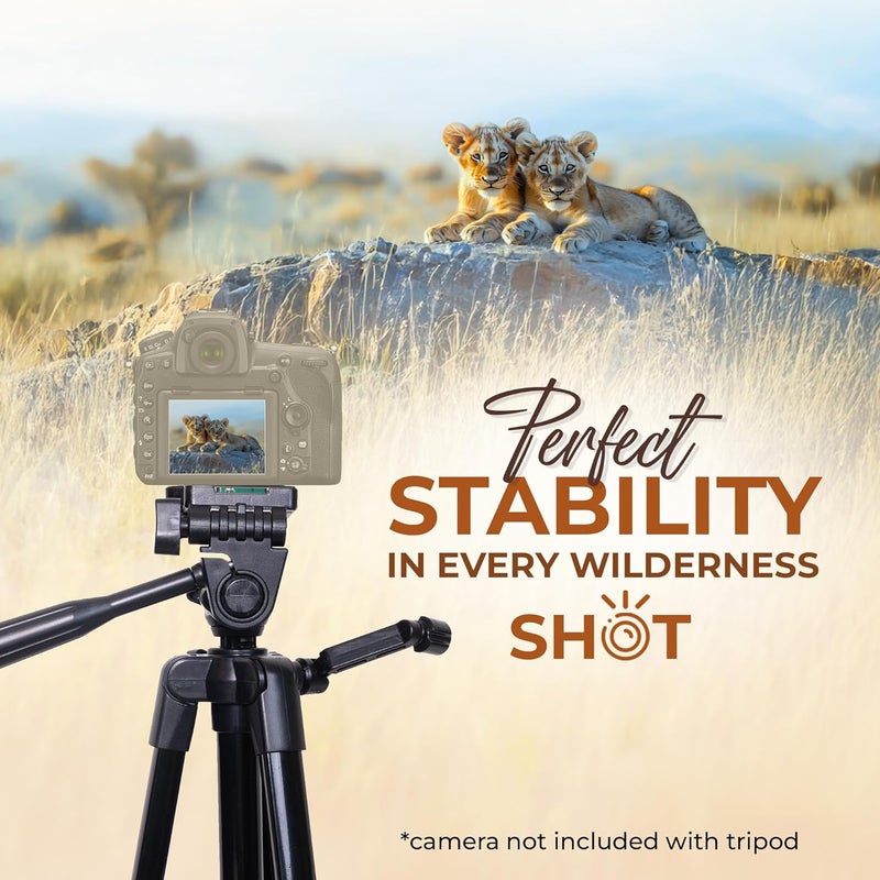 Digitek حامل ثلاثي القوائم محمول (DTR-425 LW) مع حامل هاتف ذكي، ارتفاع 4.26 قدم، رأس سريع التحرير متعدد الاستخدامات، أرجل مطاطية، سعة تحميل 3 كجم، مثالي لكاميرات DSLR وتصوير الهواتف المحمولة - Image 3