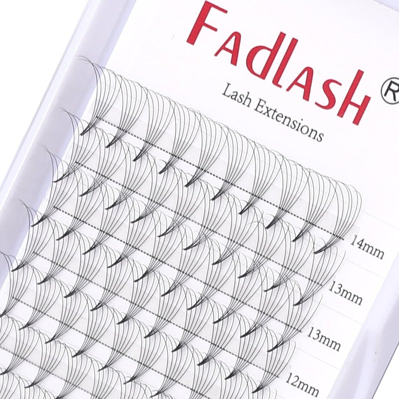 FADLASH Volume Lash Extensions 6D 0.07 Lash Fans D Curl Mixed Tray 8-14mm Premade Volume Eyelash Extensions Short Stem Lash Extension Supplies (6D-0.07-D, Mix 8-14mm) - Image 1