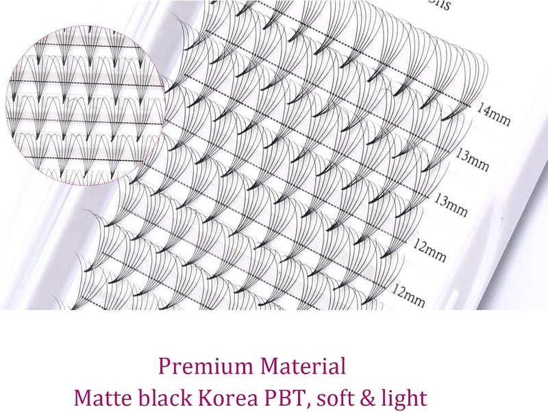 FADLASH Volume Lash Extensions 6D 0.07 Lash Fans D Curl Mixed Tray 8-14mm Premade Volume Eyelash Extensions Short Stem Lash Extension Supplies (6D-0.07-D, Mix 8-14mm) - Image 3