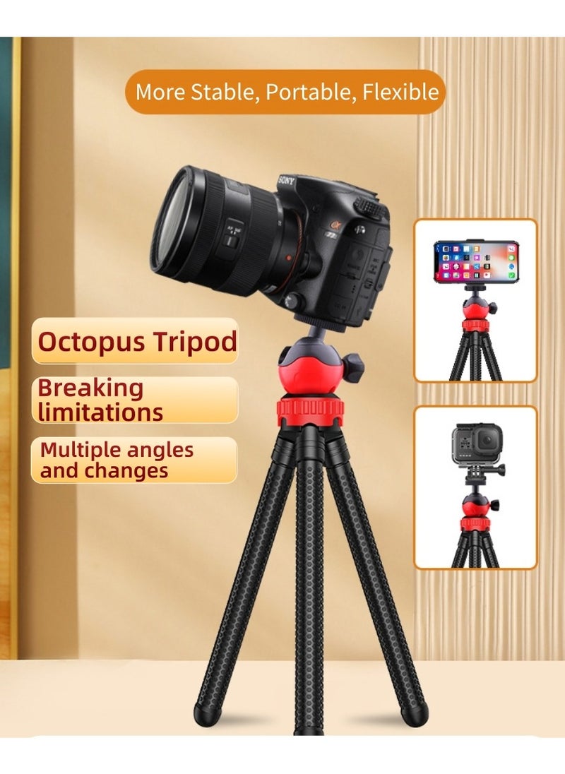 YQINU Flexible Octopus Tripod with Bluetooth Remote 360° Rotating Ball Head Phone Holder and GoPro Base Portable Mini Camera Tripod Stand  - Image 2