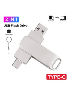 ماركة غير محددة Typec Dual Interface Mobile Phone U Disk 64G USB Computer Dual-purpose Dual-head Memory Expansion Photo Storage-Color:silver Double-headed TYPE-C-Capacity:3.0 64GB  - Image 2