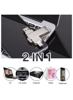 ماركة غير محددة Typec Dual Interface Mobile Phone U Disk 64G USB Computer Dual-purpose Dual-head Memory Expansion Photo Storage-Color:silver Double-headed TYPE-C-Capacity:3.0 64GB  - Image 5