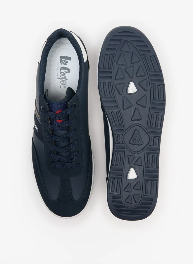 Lee Cooper Men's Panelled Low Ankle Sneakers with Lace-Up Closure