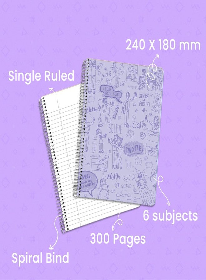 Classmate Pulse 6 Subject Notebook - Single Line, 300 Pages, Spiral Binding, 240mm*180mm - Image 2
