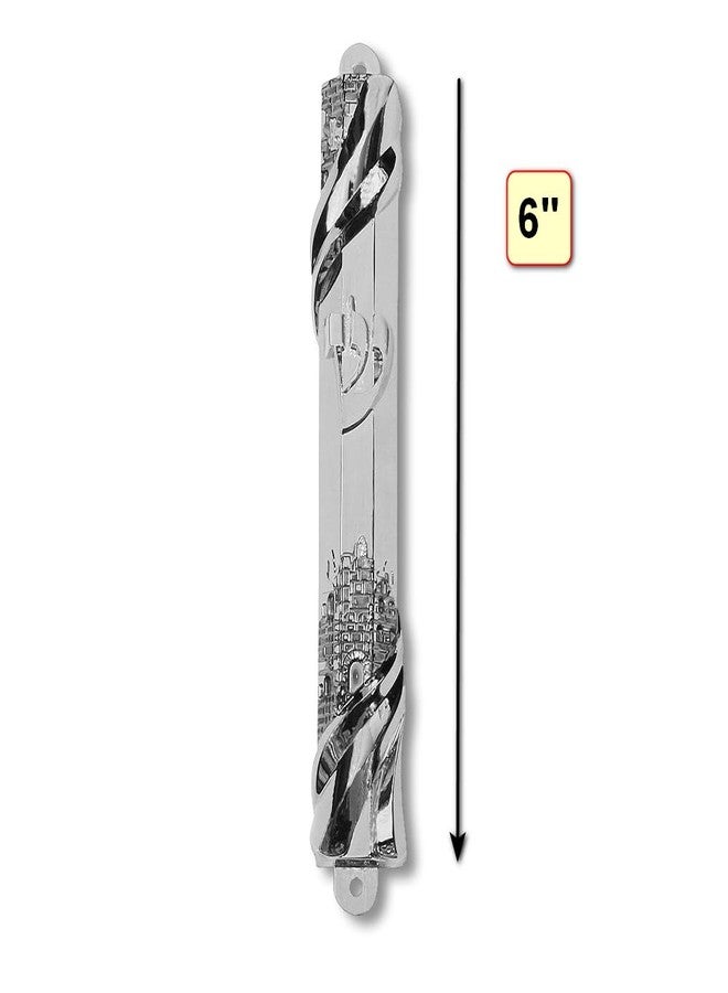 My Daily Styles Mezuzah Case - Metal Silver-Tone Jewish Blessing for Home Old City Design, 6" - Image 2