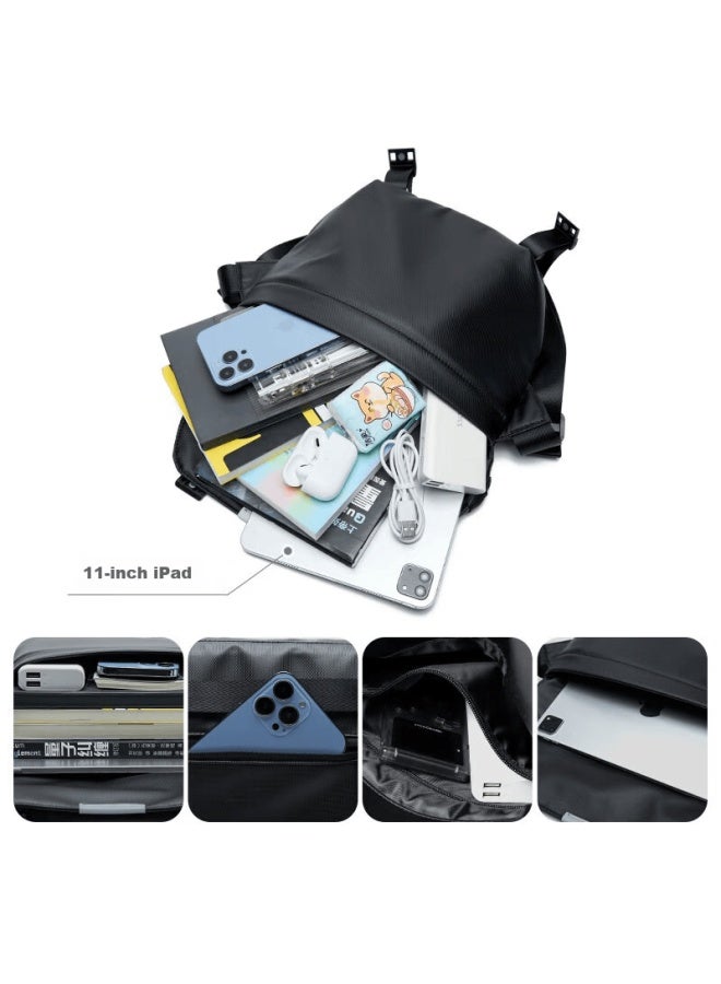 Septwolves Seven Wolves Men's Single Shoulder Bag Cycling Motorcycle Crossbody Bag Trendy Commuter Large Capacity Sports Functional Messenger Bag - Image 5