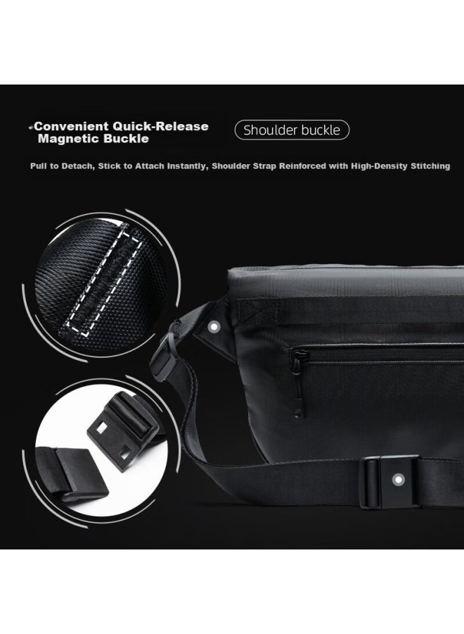 Septwolves Seven Wolves Men's Single Shoulder Bag Cycling Motorcycle Crossbody Bag Trendy Commuter Large Capacity Sports Functional Messenger Bag - Image 2