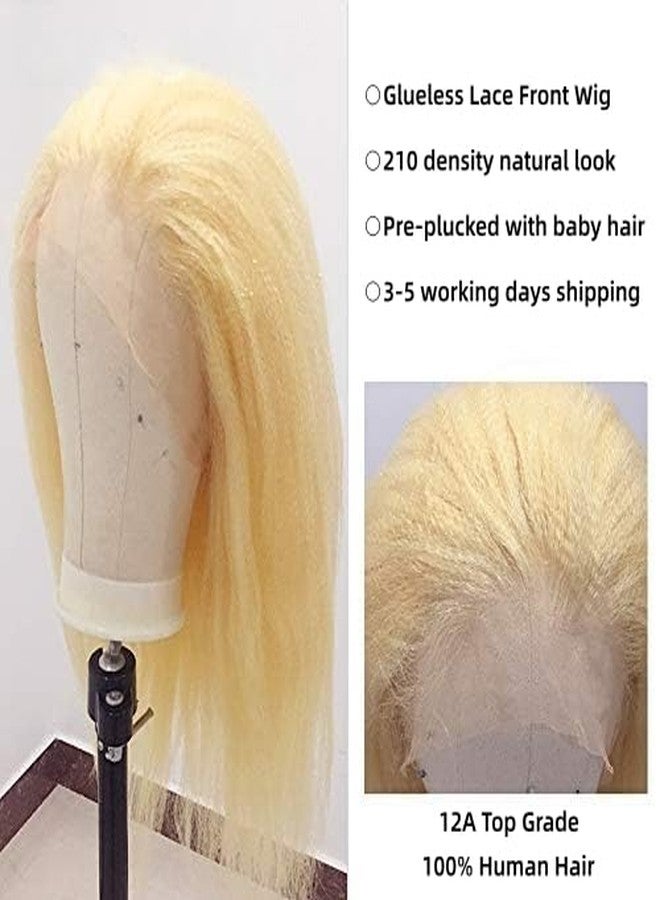 HC 613 13x6 Kinky Straight Human Hair Wig for Women 210% Density HD Transparent Lace Front Wigs Human Hair Pre Plucked with Baby Hair Natural Hairline Yaki Straight Wig Human Hair Frontal Wigs 24inch - Image 5