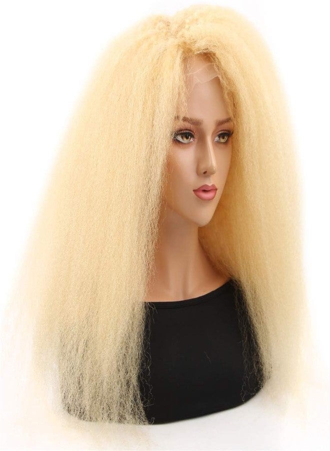 HC 613 13x6 Kinky Straight Human Hair Wig for Women 210% Density HD Transparent Lace Front Wigs Human Hair Pre Plucked with Baby Hair Natural Hairline Yaki Straight Wig Human Hair Frontal Wigs 24inch - Image 1