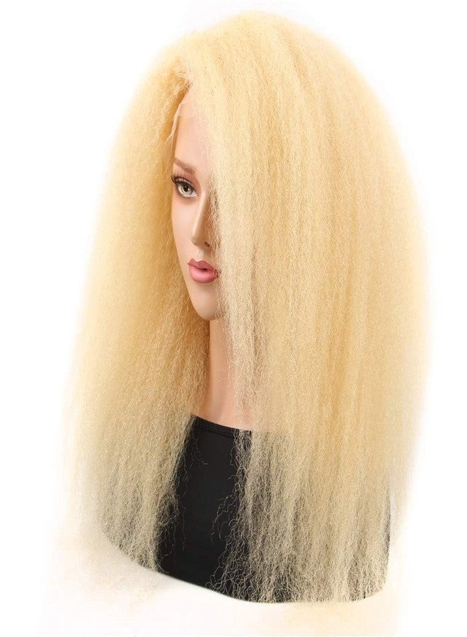 HC 613 13x6 Kinky Straight Human Hair Wig for Women 210% Density HD Transparent Lace Front Wigs Human Hair Pre Plucked with Baby Hair Natural Hairline Yaki Straight Wig Human Hair Frontal Wigs 24inch - Image 2