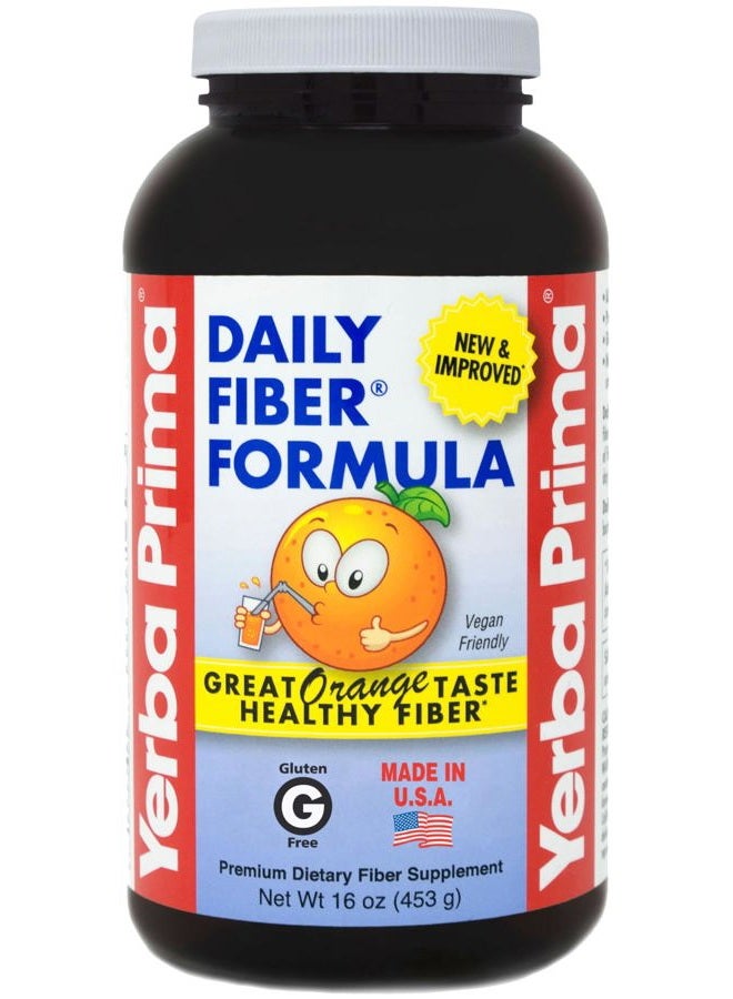 Yerba Prima Orange Daily Fiber Formula 1pound - Non-GMO, Gluten Free, Made in The USA, Delicious Natural Orange Flavor - Image 1