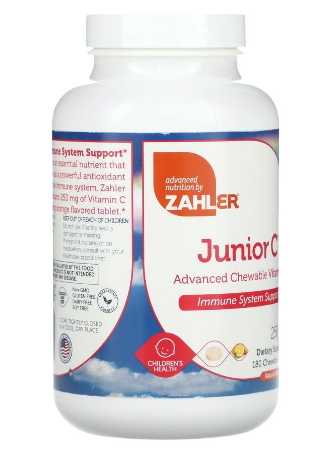 Zahler Junior C Advanced Chewable Vitamin C Natural Orange 250 mg 180 Chewable Tablets - Image 2