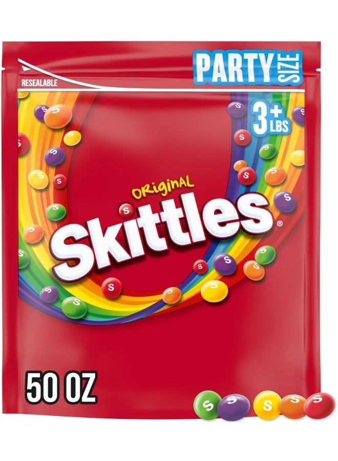SKITTLES Original Chewy Candy Rainbow Colorful Bite Size Snacks for Celebrations, Parties, Holiday, Candy Dishes, Party Size, 50 oz Bag - Image 1
