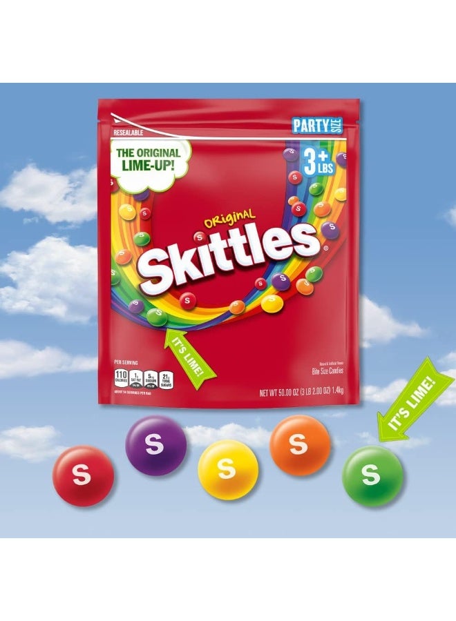 SKITTLES Original Chewy Candy Rainbow Colorful Bite Size Snacks for Celebrations, Parties, Holiday, Candy Dishes, Party Size, 50 oz Bag - Image 4