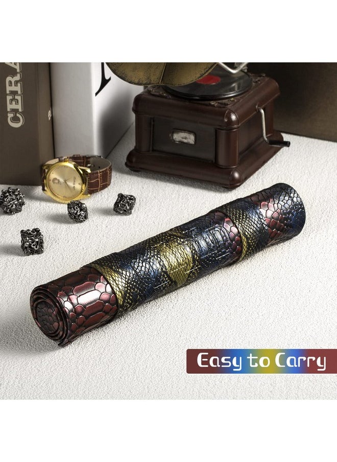 DNDND Dice Mat And Storage 2 In 1 Dragon Scale Scroll Pu Leather With Velvet For Table Games Dungeons And Dragons Dnd D&D (Dragon Scale)  - Image 2