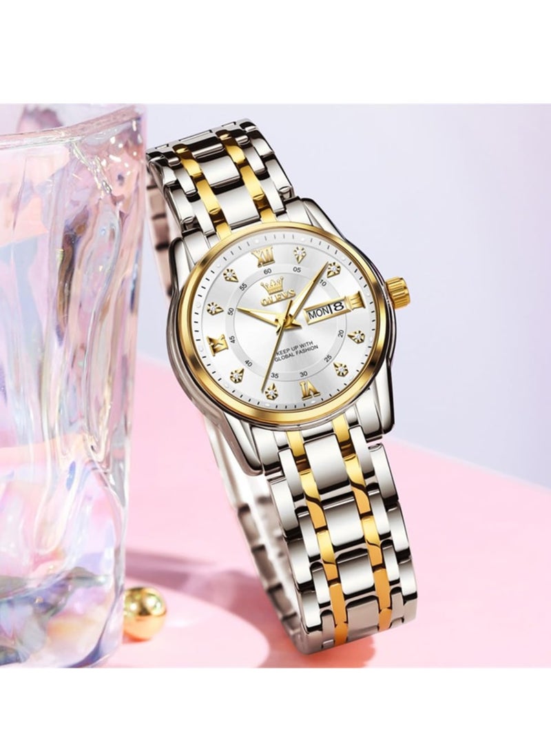 OLEVS Watches for Women Fashion Quartz Stainless Steel Water Resistant Watch 5513 - Image 3