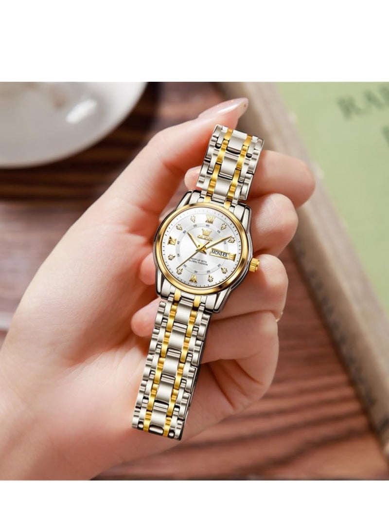 OLEVS Watches for Women Fashion Quartz Stainless Steel Water Resistant Watch 5513 - Image 5