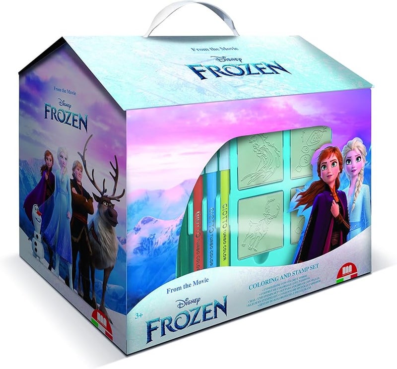 Multiprint Disney Frozen 2 7 Stamps for Children, 100% Made in Italy, Personalised Children's Stamp Set, Wood and Natural Rubber, Washable Non-Toxic Ink, Gift Idea, Art.09981
