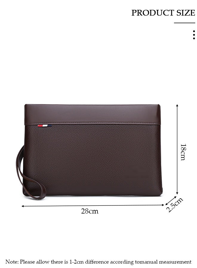 DUNISO Men’s Clutch Purse Handbags，Men's Leather Clutch Wallet - Large Capacity Wearproof   Envelope Handbag with Wrist Strap for Business，Travel, Soft  Organizer for Phone, Cards, Cash - Image 2