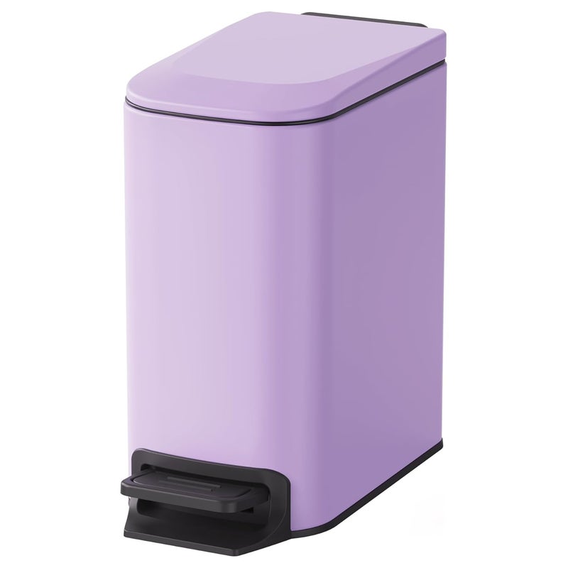 Cesun Small Bathroom Trash Can with Lid Soft Close, Step Pedal, 6 Liter / 1.6 Gallon Stainless Steel Garbage Can with Removable Inner Bucket, Anti-Fingerprint Finish (Purple) - Image 1