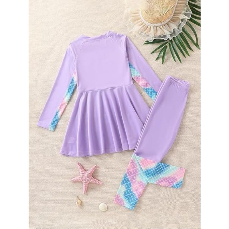3Pcs Girls Long Sleeve Swimsuit Bathing Suit Modest Muslim Swimsuit Set Rash Guard Swimwear Full Coverage Swimwear 4-11 years - Image 4