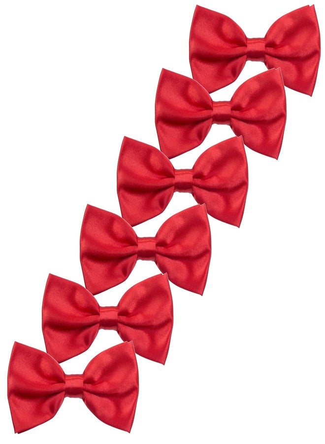 Kajeer Boys Children Formal Bow Ties - 6 Pack of Solid Color Adjustable Pre Tied Bowties(Red) - Image 1