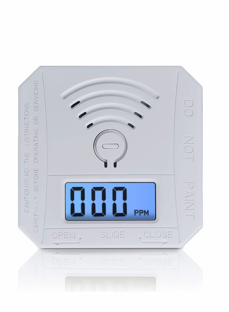 Carbon Monoxide Detector, CO Gas Monitor Alarm Detector Sensor with LED Digital Display and Sound Warning for Home, Depot, Battery Powered - Image 1