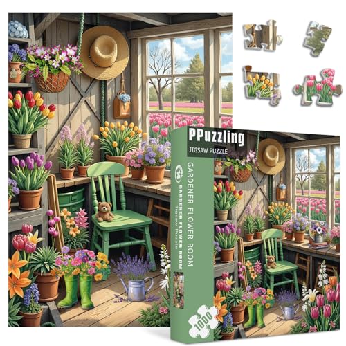 PPuzzling Flower Plant Garden Puzzle 1000 Pieces for Adults Colorful Greenhouse Jigsaw Puzzle Botanical Challenging Floral Room Puzzle as Wall Decor - Image 1