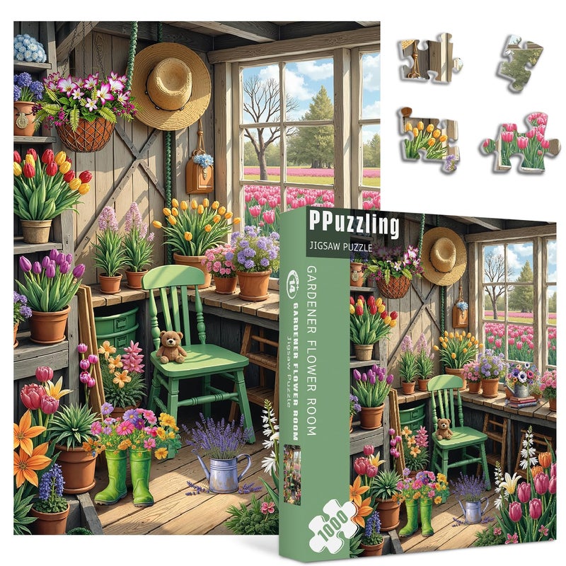 PPuzzling Flower Plant Garden Puzzle 1000 Pieces for Adults Colorful Greenhouse Jigsaw Puzzle Botanical Challenging Floral Room Puzzle as Wall Decor - Image 3