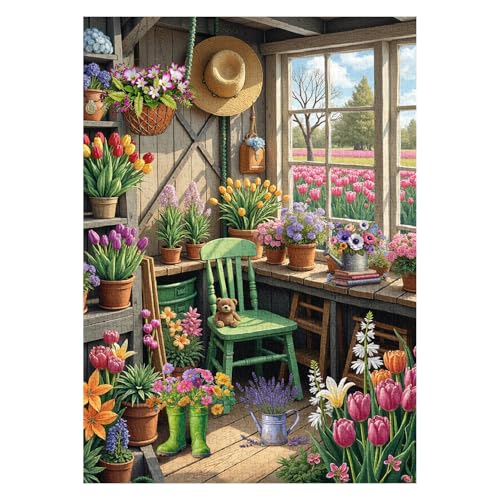 PPuzzling Flower Plant Garden Puzzle 1000 Pieces for Adults Colorful Greenhouse Jigsaw Puzzle Botanical Challenging Floral Room Puzzle as Wall Decor - Image 5
