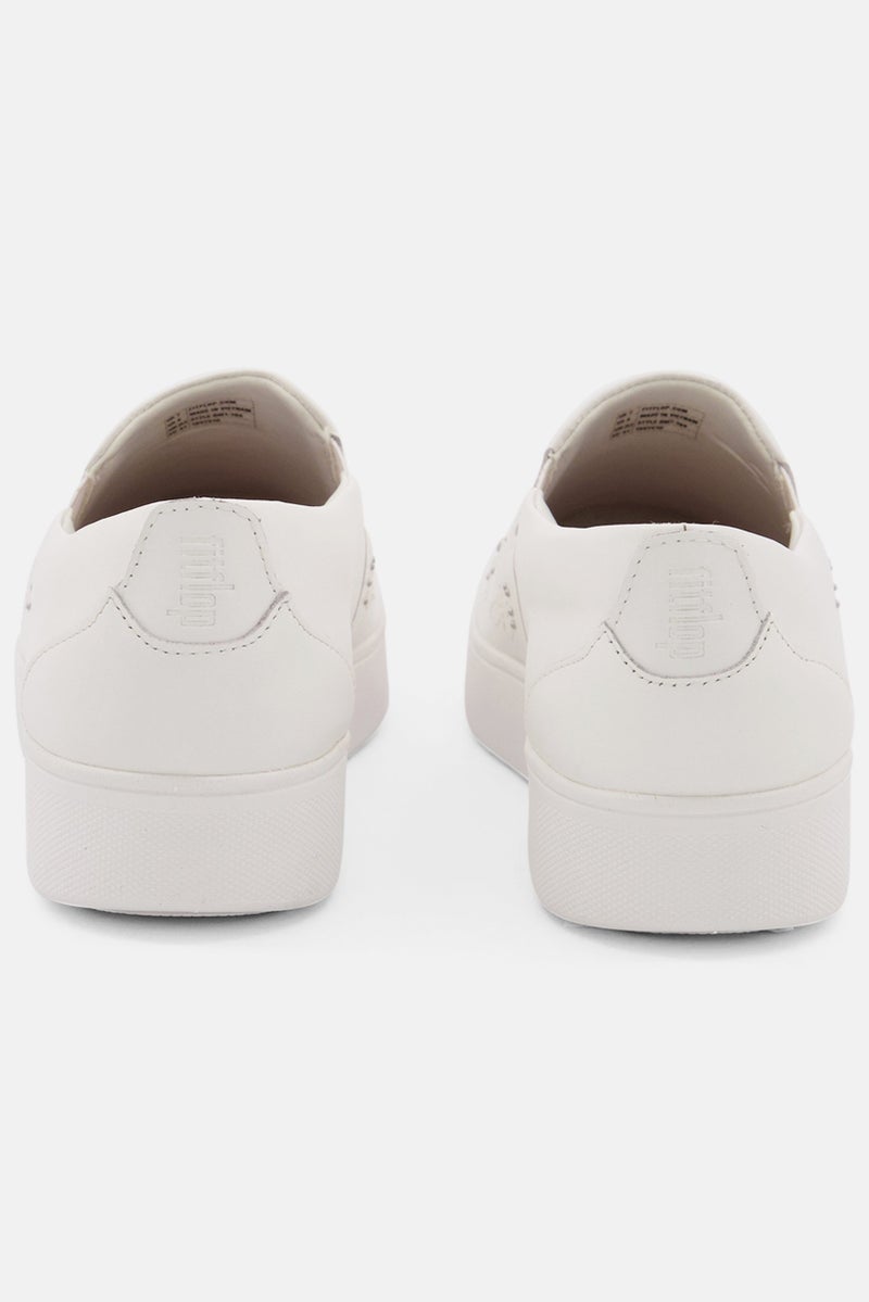 FitFlop Women Slip On Sania Skate Flower Stud Shoes, White - Image 2