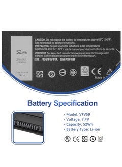 Generic Replacement Laptop Battery 7.4V 52WH VFV59 for Dell Latitude E7240 E7250 Notebook Series E7250 GVD76 WD52H F3G33 HJ8KP 451-BBFX 451-BBFW  - Image 2
